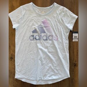 Adidas Kids Sky Blue Tee with Gradient Logo- Girls Size Large (14)- NWT